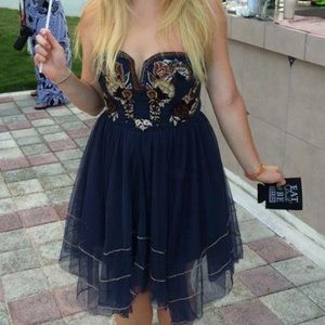 Free People embroidered strapless dress